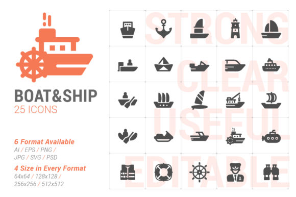 Boat Ship Filled Icon: A Versatile Visual Resource for Modern Design Projects