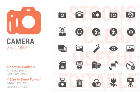 Camera Filled Icon Set for Versatile Design Projects