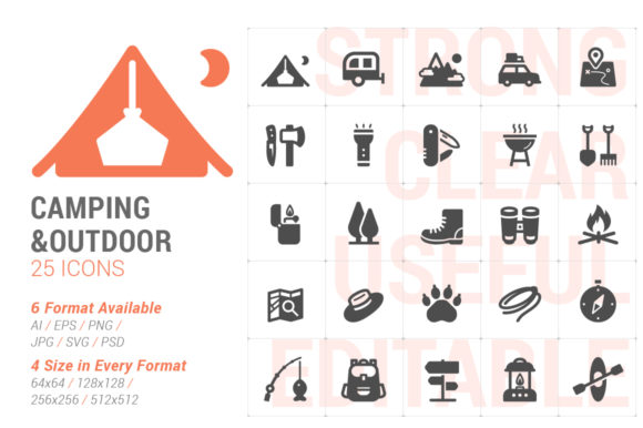 Camping Outdoor Filled Icon Set: A Versatile Resource for Designers