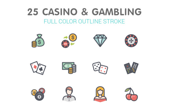 Casino Gambling Line with Color: Bold, Versatile, and Design-Ready