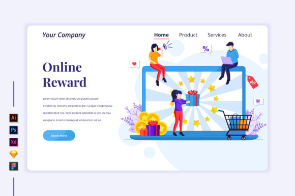 Enhancing Digital Engagement with Online Reward Flat Illustration