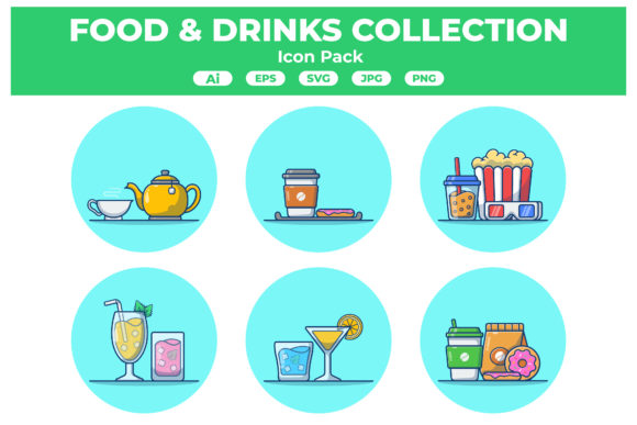 Food Beverages Icon Set: Elevate Your Visual Projects with Precision