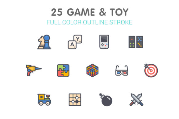 Game Toy Color Icon Set for Creative Projects