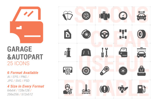 Garage Auto Part Filled Icon – A Must-Have Visual Resource for Automotive and Digital Projects