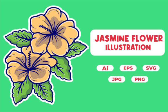 Jasmine Flower Illustration Flat Style