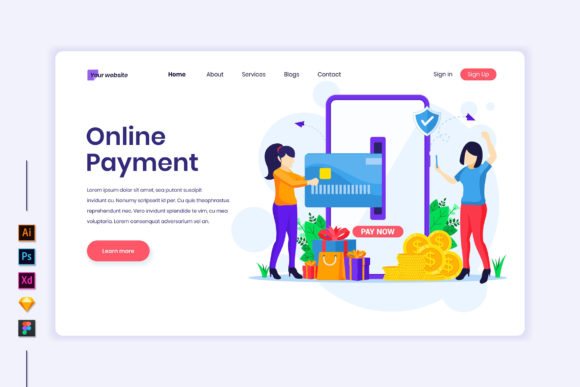 Modern Online Payment Flat Illustration Design
