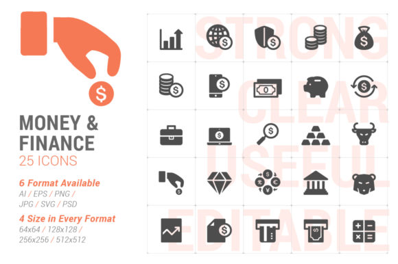 Money Finance Filled Icon Set for Modern Design Needs