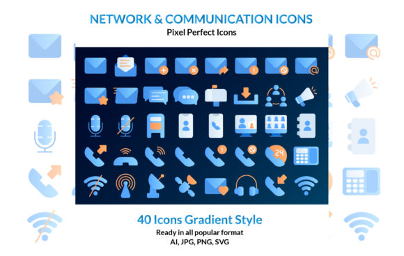 Network Communication Icon Set Gradient: Elevate Your Visual Projects with Precision and Style