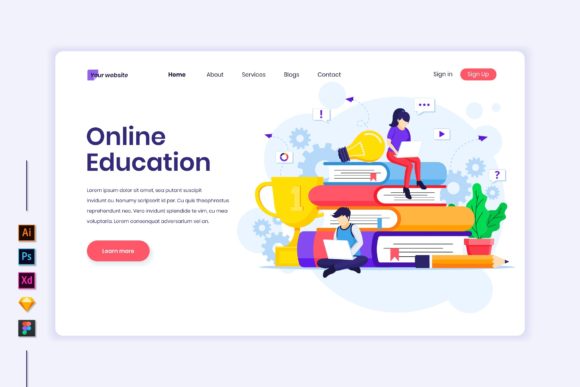 Online Education Flat Illustration: A Versatile Design Resource