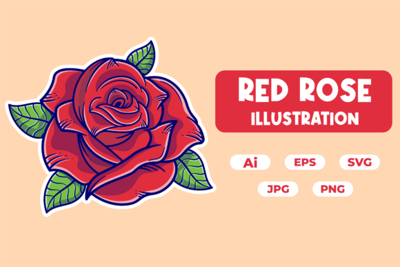 Red Rose Illustration Flat Style: A Versatile Visual Asset for Designers and Creators