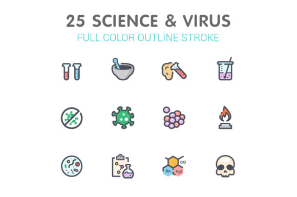 Science Virus Line with Color: Creative Design Made Simple