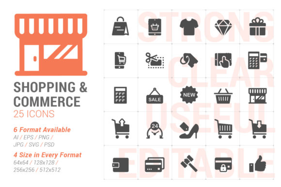 Shopping Commerce Filled Icon: Practical Design Resource for Modern Projects