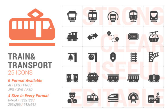 Train Transport Filled Icon Set for Versatile Design Use