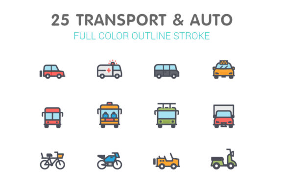 Transport Auto Line with Color Icon